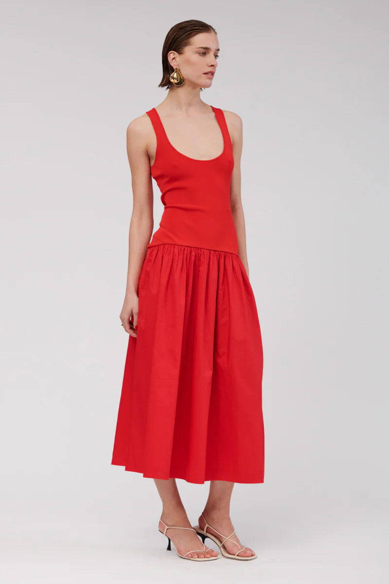 NAPLES DROPWAIST MAXI DRESS -RED