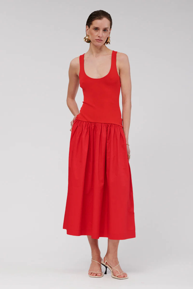 NAPLES DROPWAIST MAXI DRESS -RED