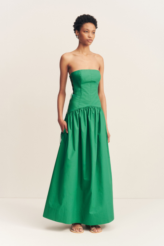 MAIORI LACE UP STRAPLESS DRESS