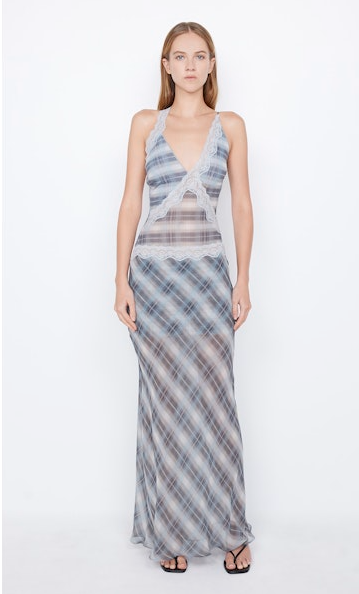 SEANNA ASYM MAXI DRESS- STORM CHECK