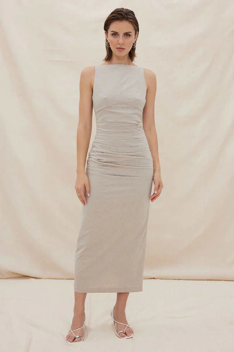 SOVERE- TOVA MIDI DRESS - CAFFE LATTE