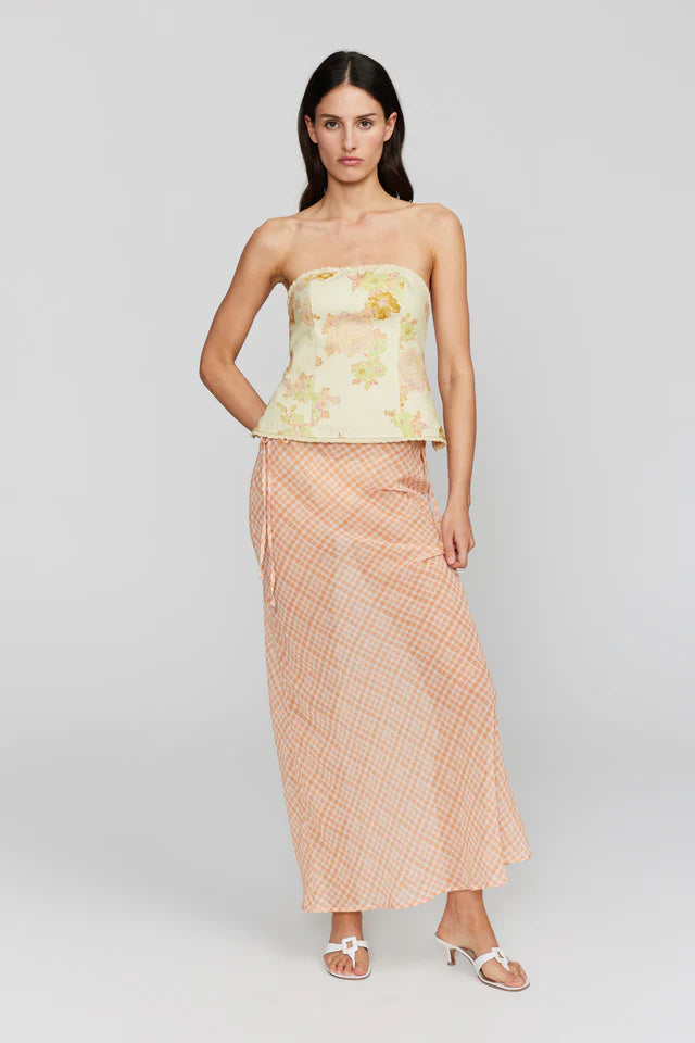 PICNIC MIDI SKIRT- PEACH GINGHAM