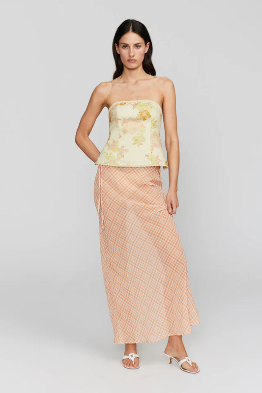 PICNIC MIDI SKIRT- PEACH GINGHAM