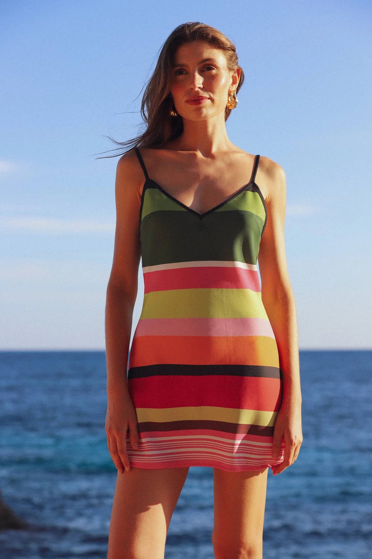 Bias Mini Dress - Emerald Stripe