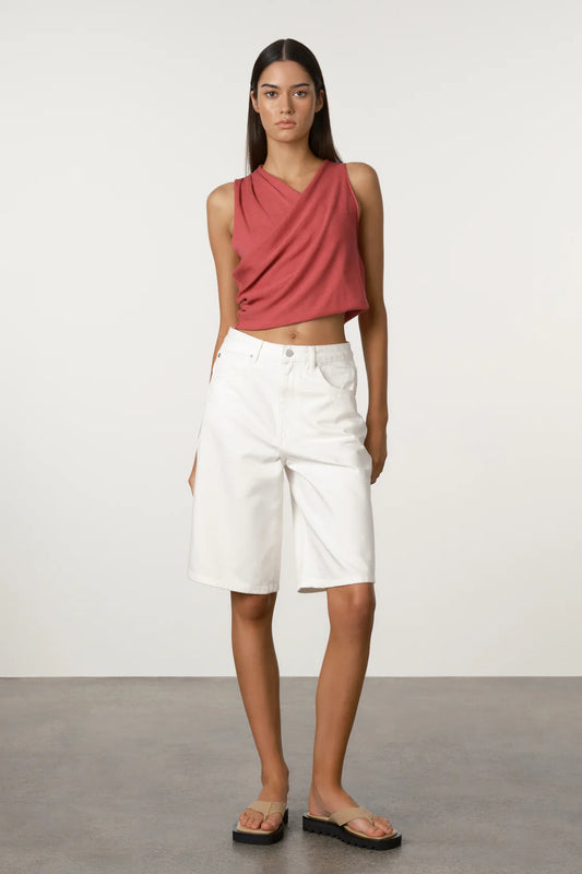 White Recycled Denim Walk Shorts