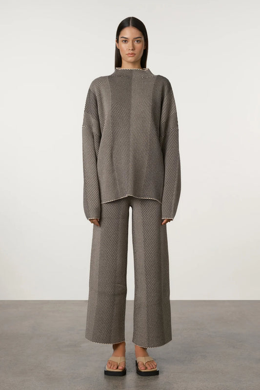 Black Herringbone Knit Jumper