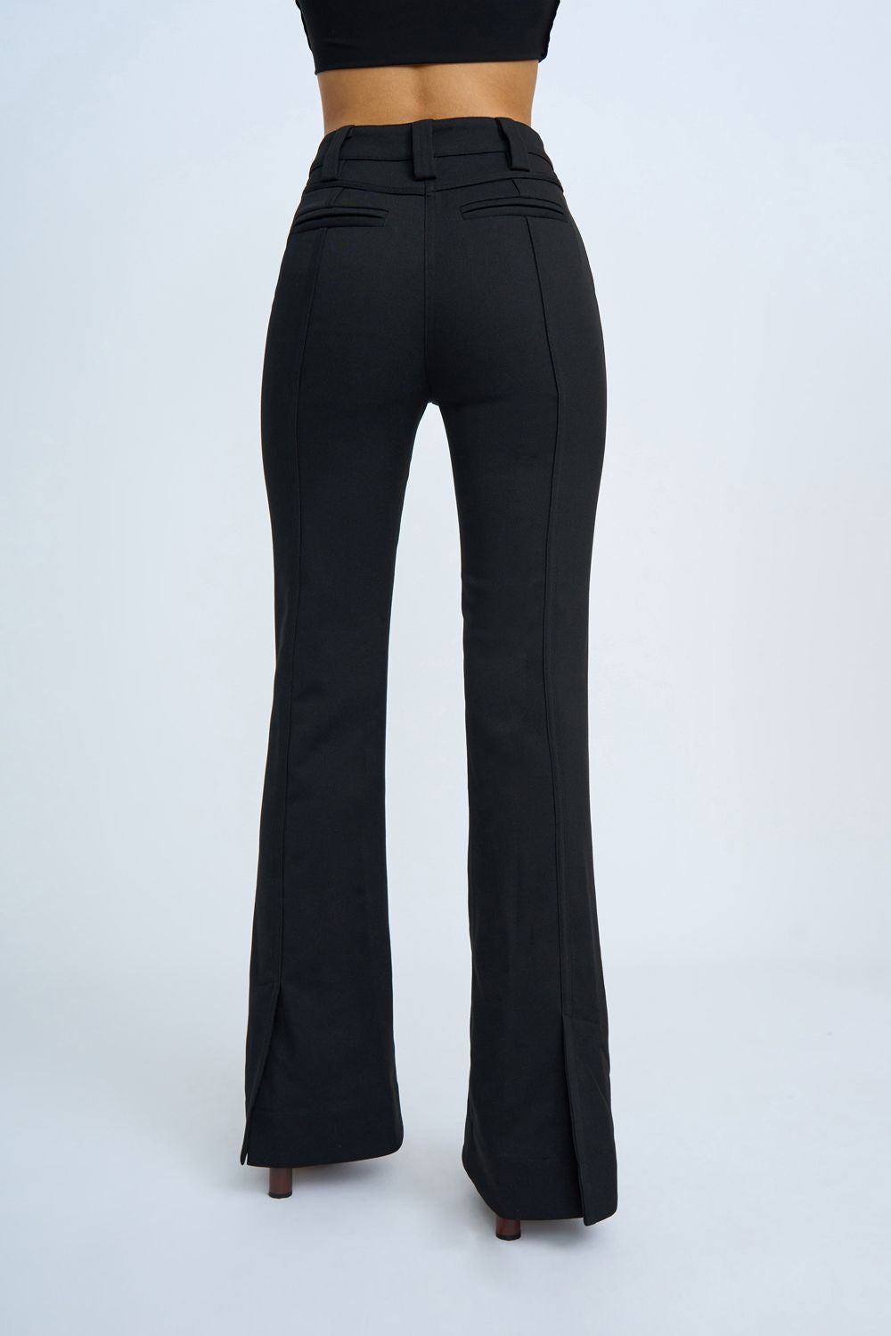 LUCIANA FLARE TROUSER PANT-BLACK