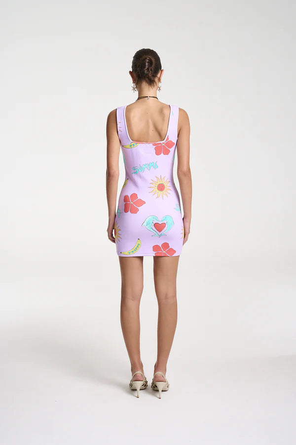 Elle Mini Dress - Lilac Troppo