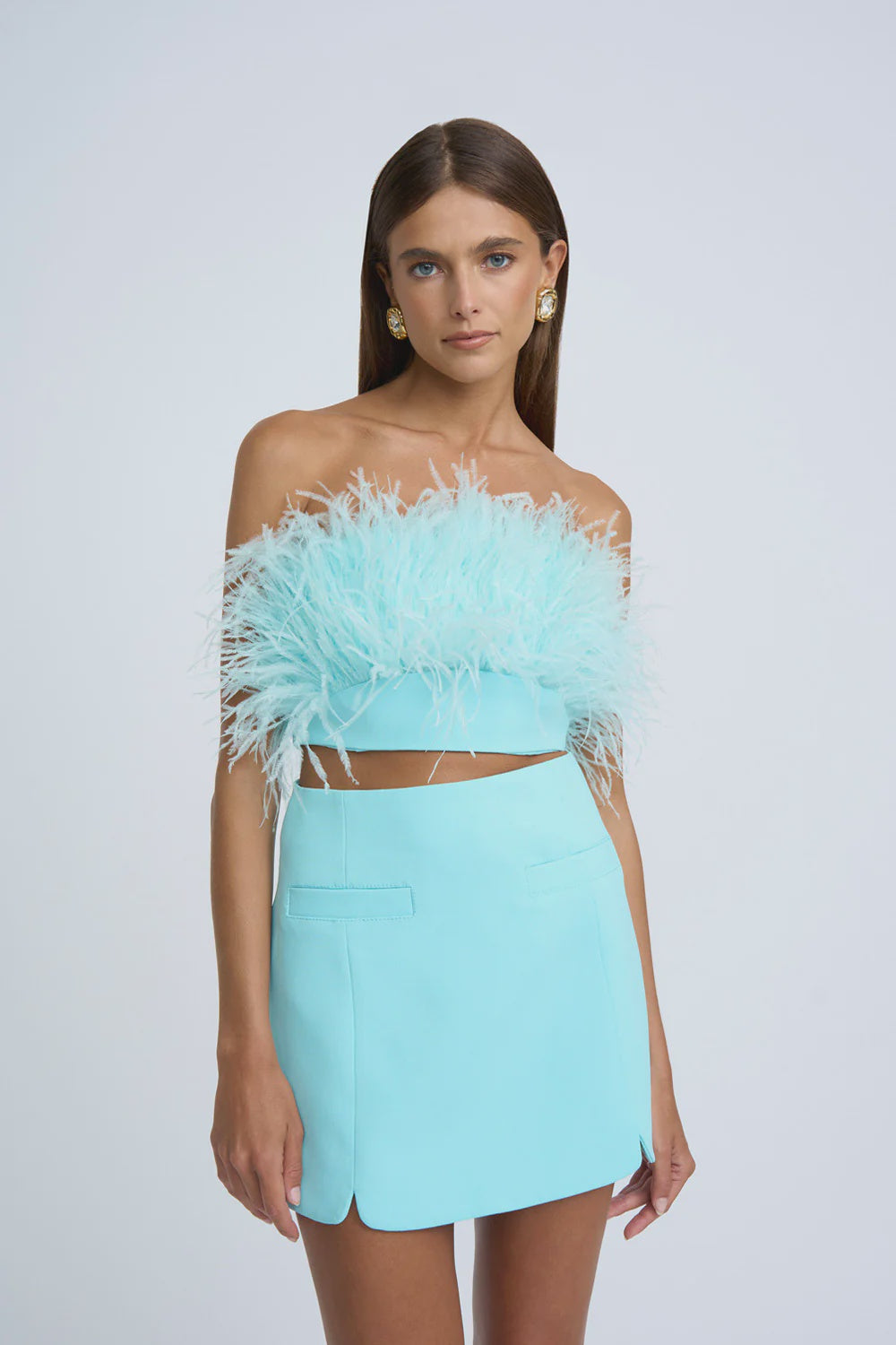 BY JOHNNY - FRANCESCA FEATHER BUSTIER ICE BLUE