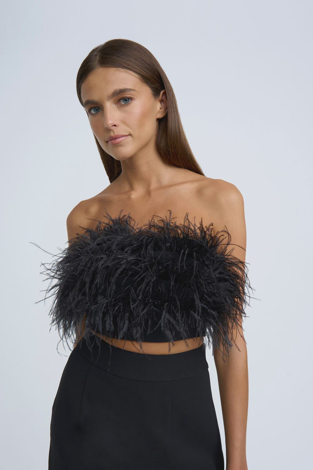 BY JOHNNY - FRANCESCA FEATHER BUSTIER BLACK