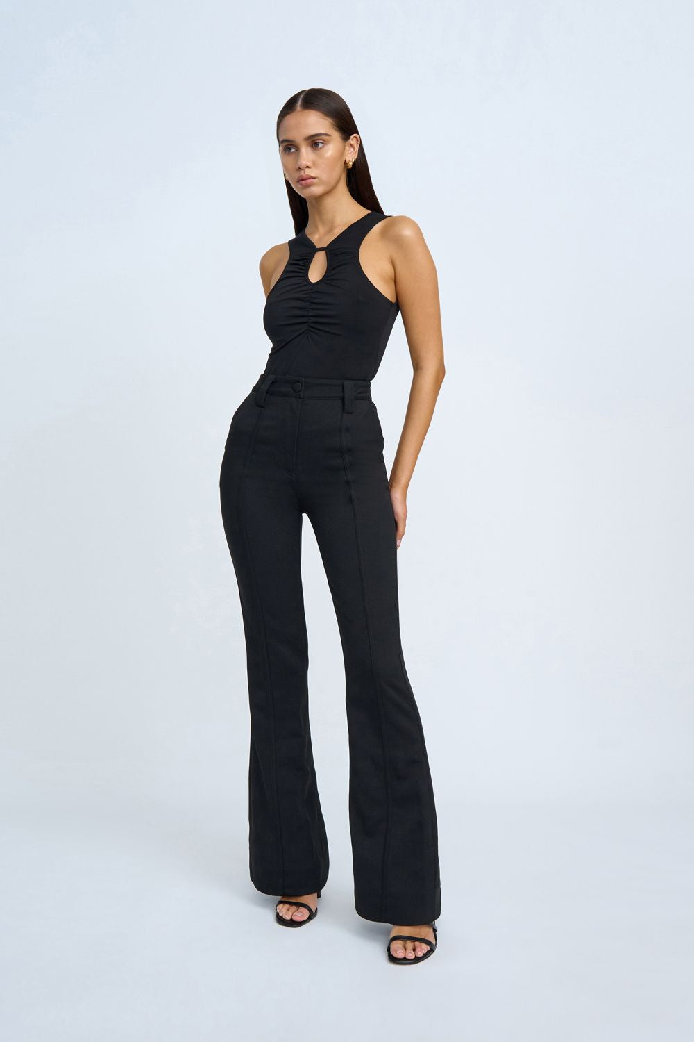 LUCIANA FLARE TROUSER PANT-BLACK