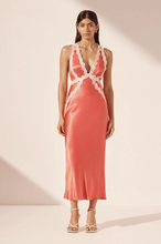 Load image into Gallery viewer, SHONA JOY - CAMILLE LACE CROSS BACK MIDI DRESS - POPPY RED/IVORY
